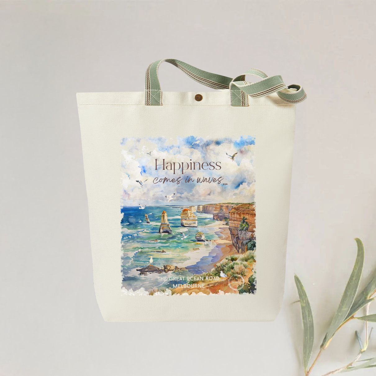 Great Ocean Road Tote Bag - Stylish and Personalised Eco-Friendly Canvas Bag with Scenic Coastal Design, Reusable Gift Idea, Designed and Printed in Australia.