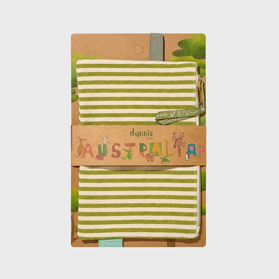 Canvas Pouch with Green Stripes-Koala Grateful