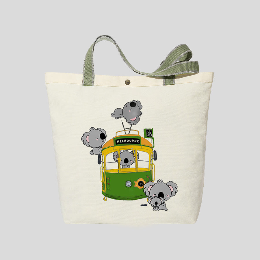 Koala Tram Ride - Canvas Market Tote