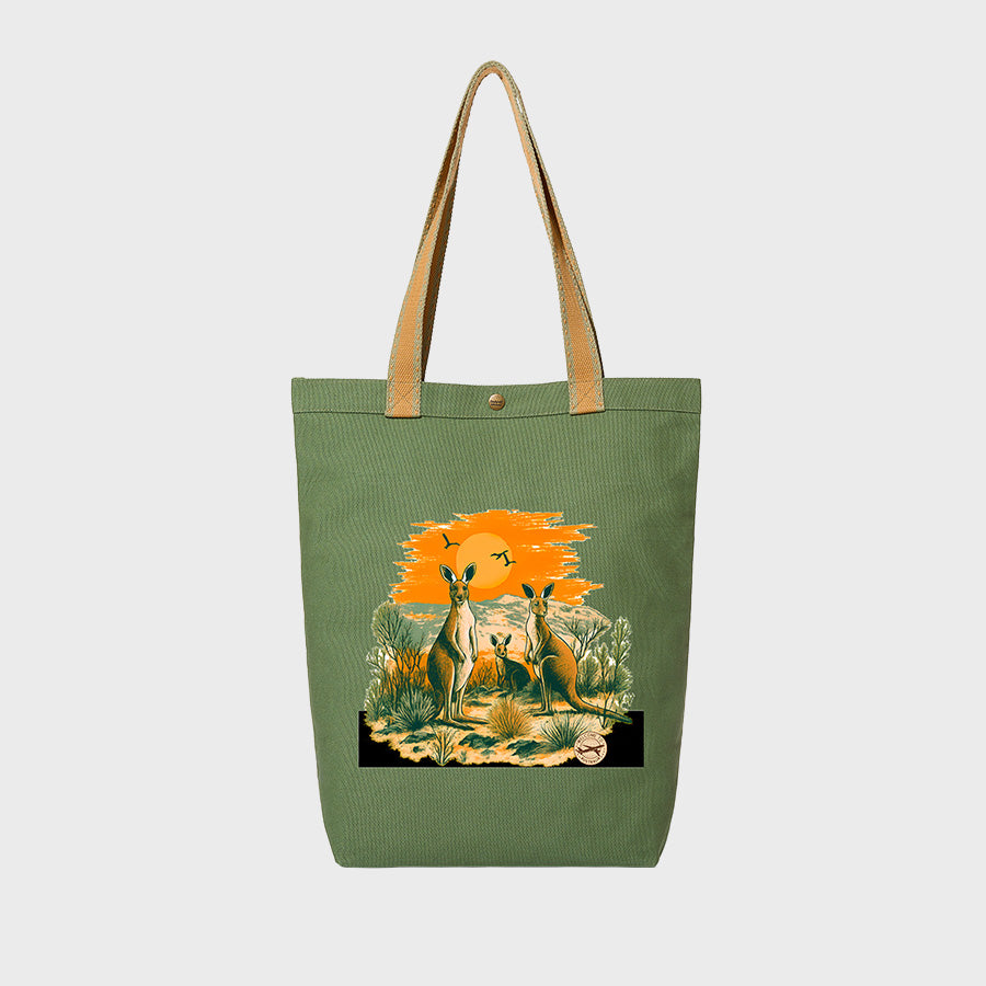 Sunset Kangaroo - Canvas College Tote