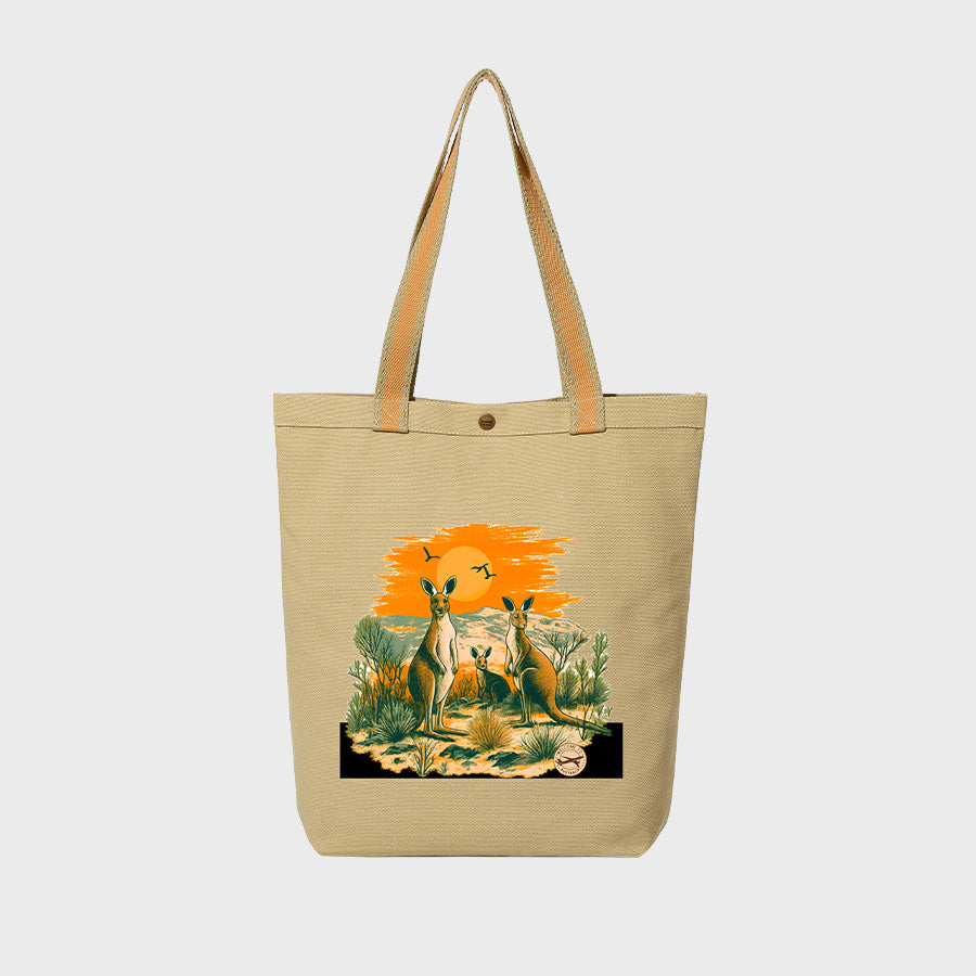 Sunset Kangaroo - Canvas College Tote