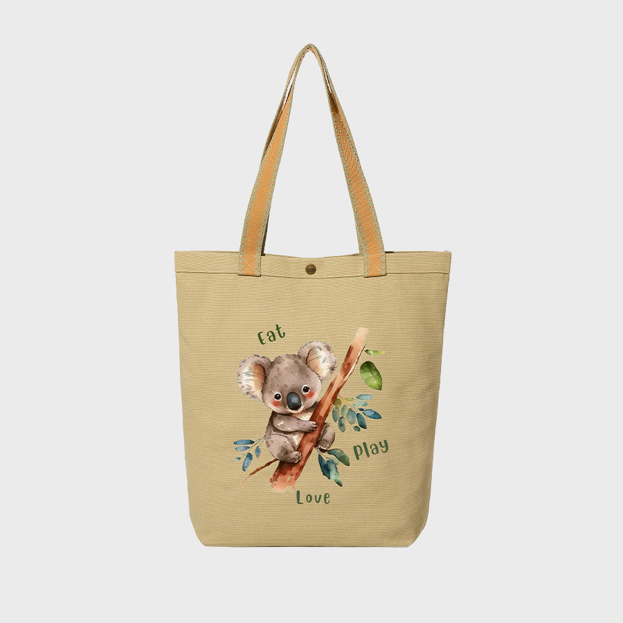 Eat Love Play Koala - Canvas College Tote
