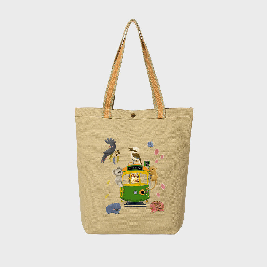 Aussie Tram Parade - Canvas College Tote