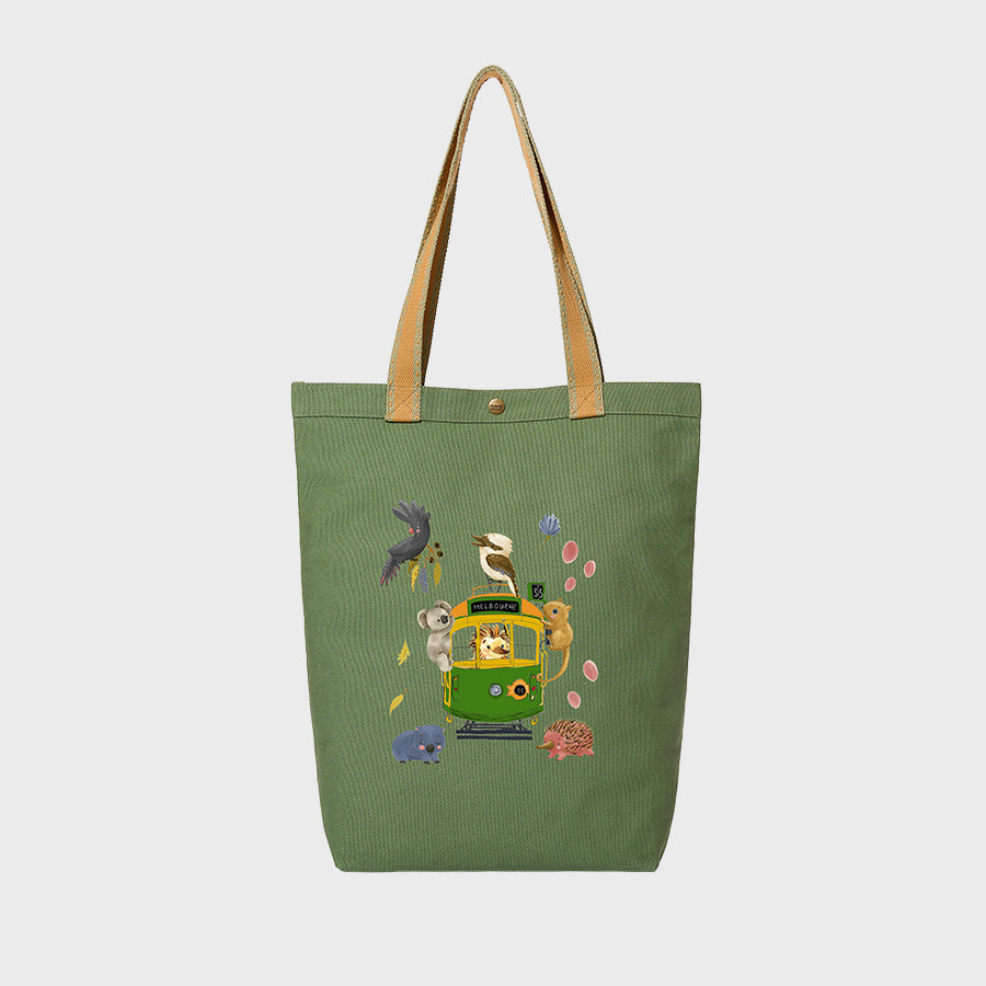 Aussie Tram Parade - Canvas College Tote