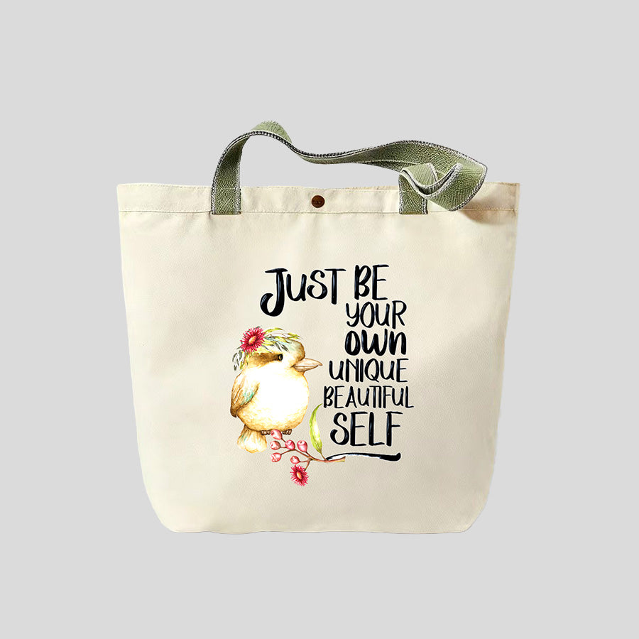 Kookaburra Positive Quote - Canvas Market Tote