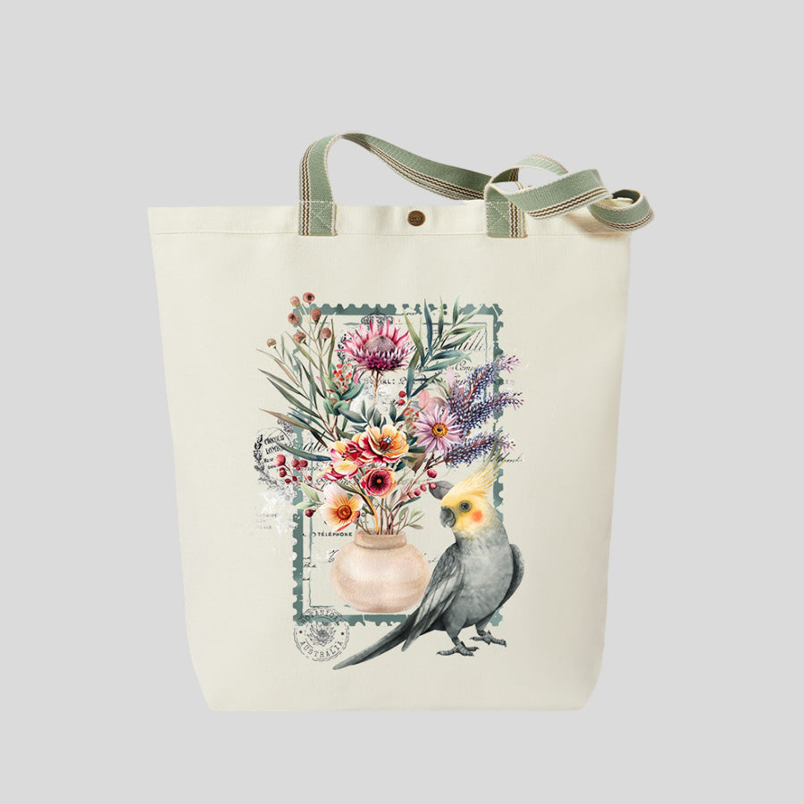 Botanical Cockatoo - Canvas Market Tote