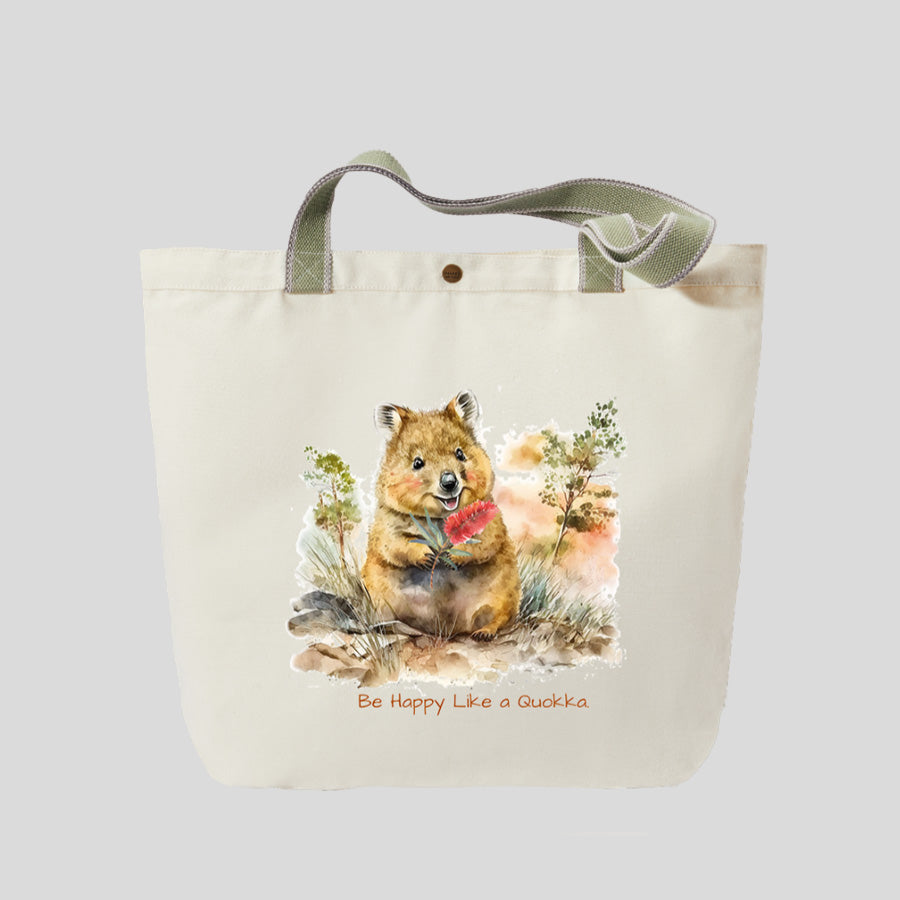 Be Happy Like a Quokka - Canvas Market Tote