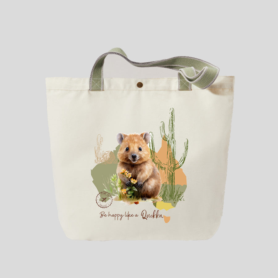 Be Happy Like a Quokka - Canvas Market Tote