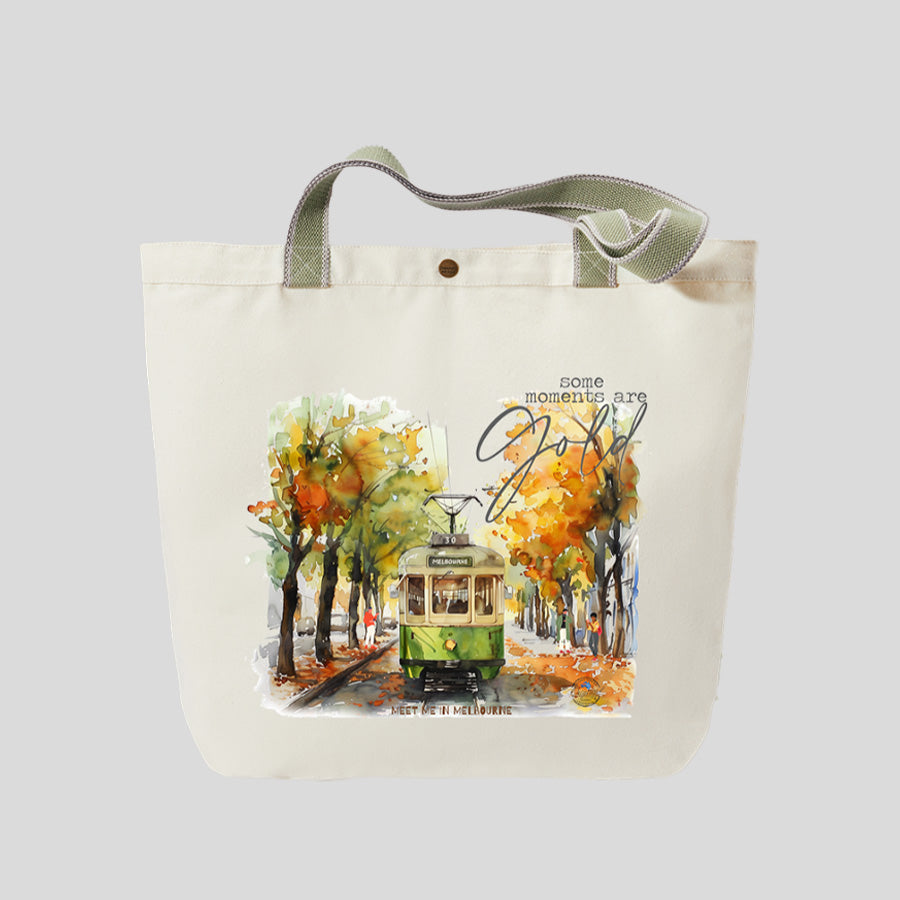 Autumn Moments Melbourne Tram - Canvas Market Tote