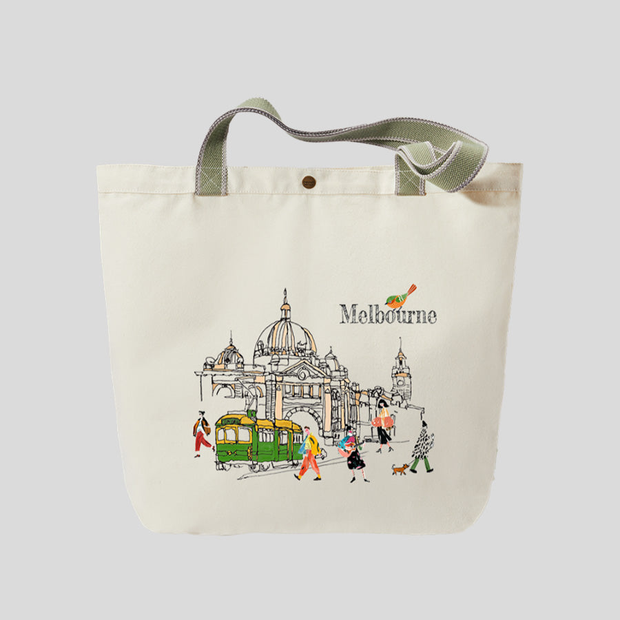 Flinders Street Station Sketch - Canvas Market Tote