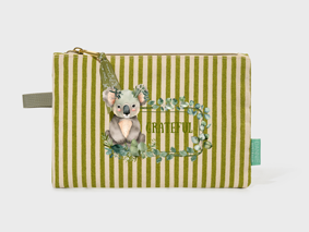 Canvas Pouch with Green Stripes-Koala Grateful