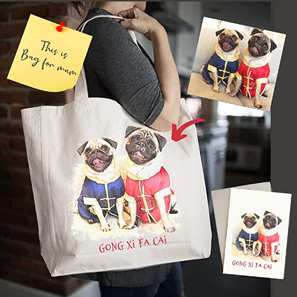 All Custom Printed Eco-friendly Canvas Tote Bag+Greeting Card 2 in 1 Personalised Gift Set Deal