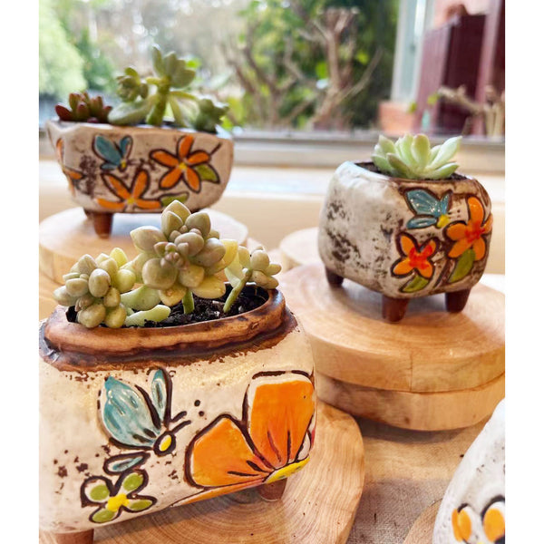 Hand Paint Vintage Mini Garden Pots