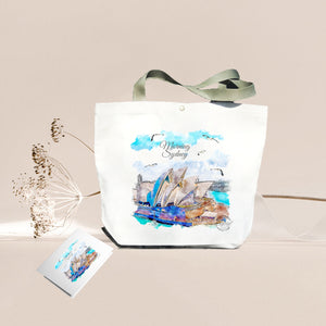 Australian Designer Canvas Tote Bags+Greeting Card Gift Set-Personalisation Available