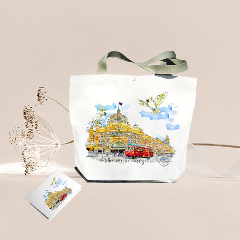 Australian Designer Canvas Tote Bags + Greeting Card Gift Set-Personalisation Available