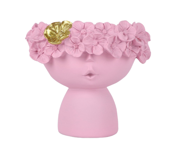 Flower Wreath Girl Vase, Flower Crown Storage Box,  Doll Head Planter, Flower Arrangement Nursery Decor, Mother Gift