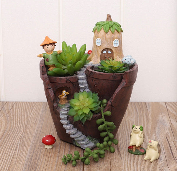 Forest house planter mini succulent house fairy garden pot plant lover gift