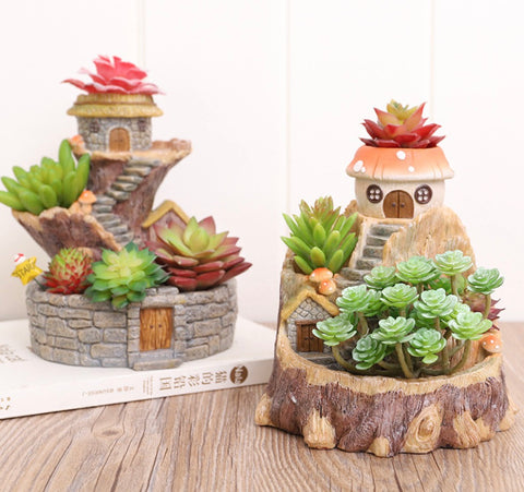 Fairy Garden Pot + Stone City + Succulent Planter + Birthday Gift