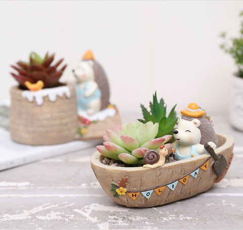 Cute Hedgehog Planters - Succulent pots - Mini garden - Forest friends