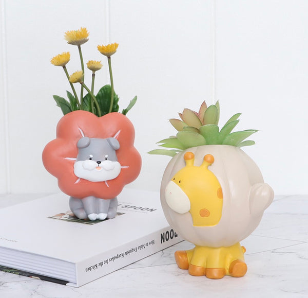 Cute Animal Pots Donut Bear | Orange Cat | Flower Dog | Giraffe