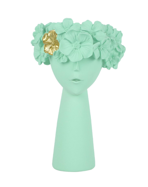 Flower Wreath Girl Vase, Flower Crown Storage Box,  Doll Head Planter, Flower Arrangement Nursery Decor, Mother Gift